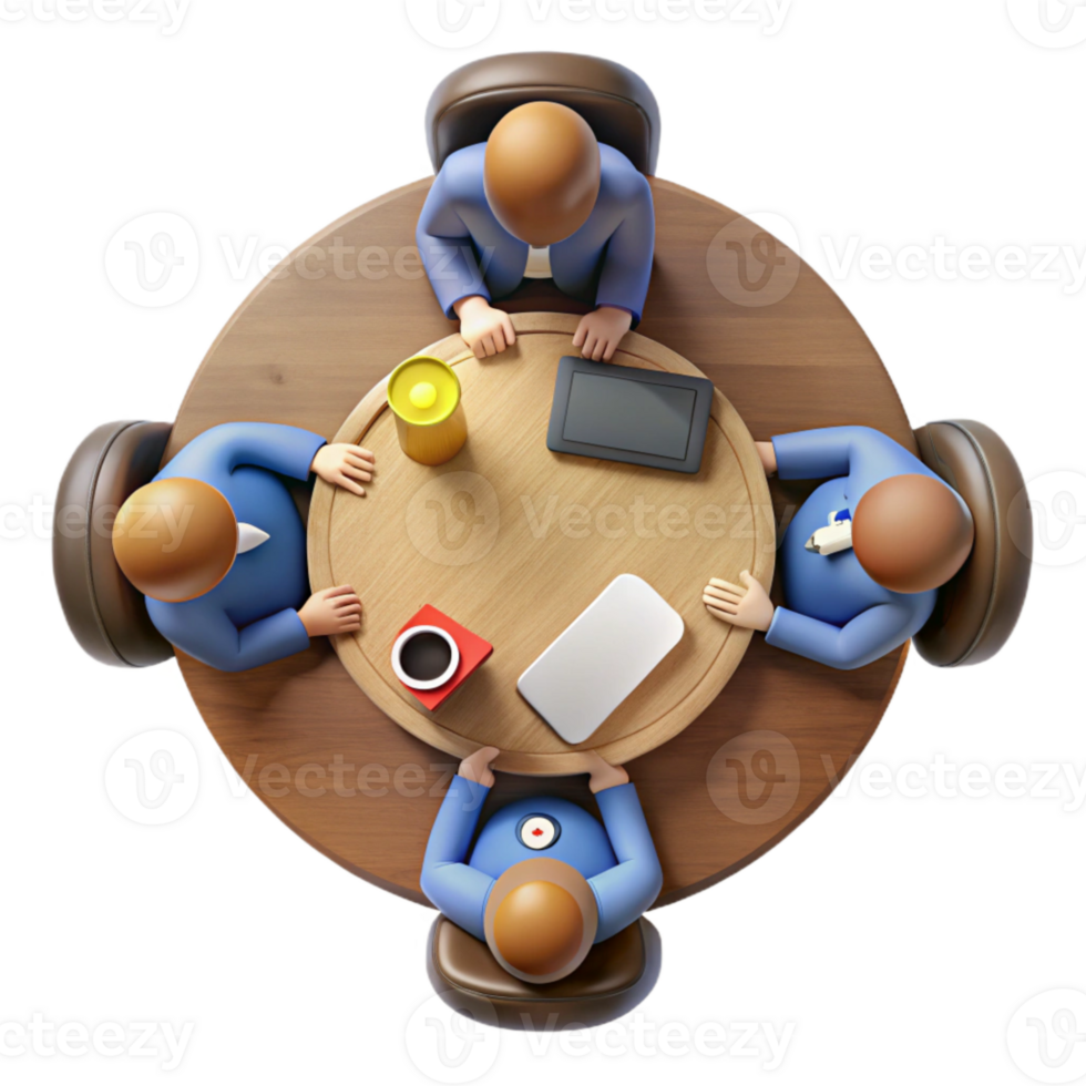 wonderful contemporary Group Brainstorming Meeting Cutout with Top View Perspective high quality png