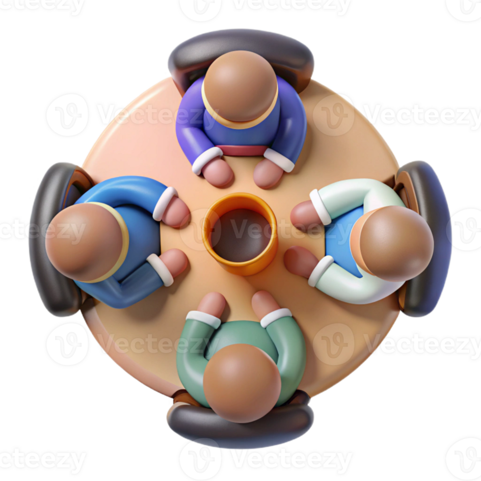 vibrant traditional Group Brainstorming Session Cutout Top View high resolution png