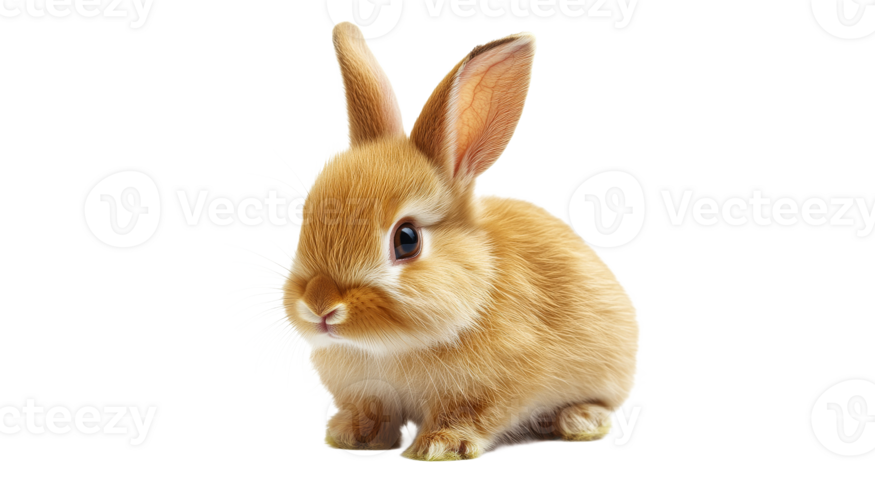 Brown rabbit sitting cut out on transparent background png