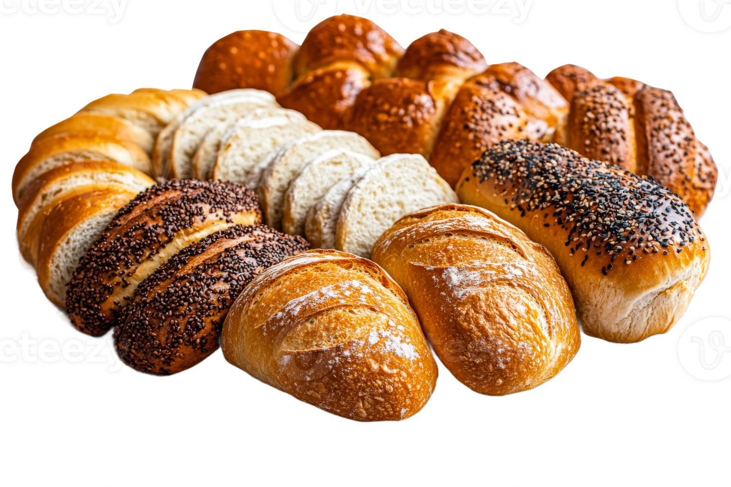 Freshly baked bread assortment from local bakery png
