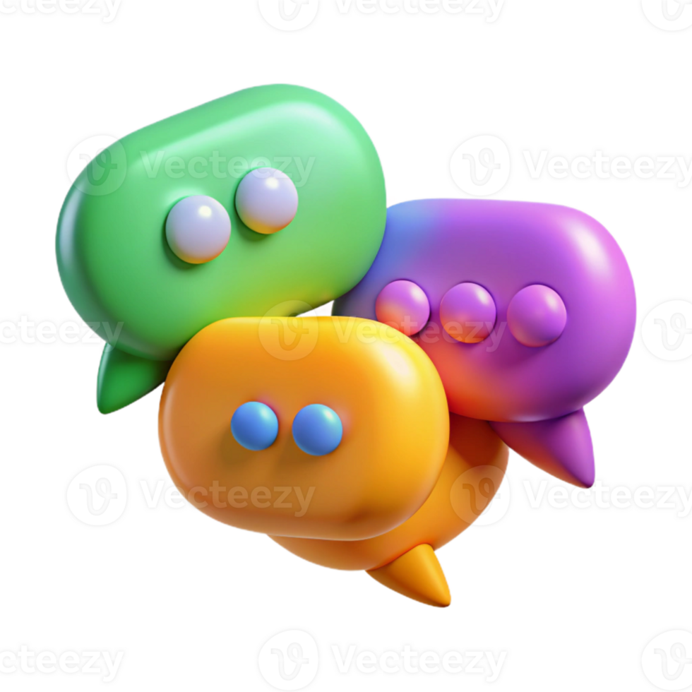 elegant rustic Group Discussion Speech Bubbles Isolated with Bright Colors exclusive png