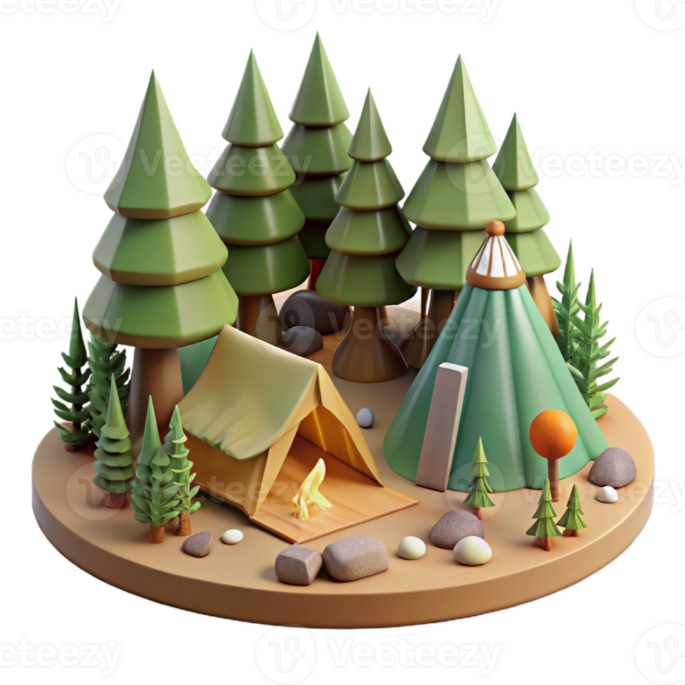 wonderful abstract Group Camping in Forest Cutout high resolution png