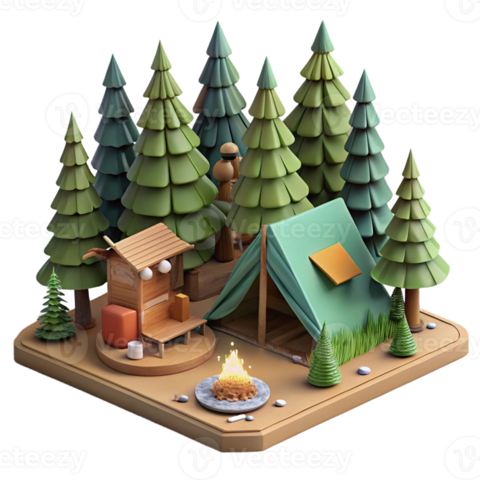 stunning contemporary Group Camping in Forest Cutout detailed png