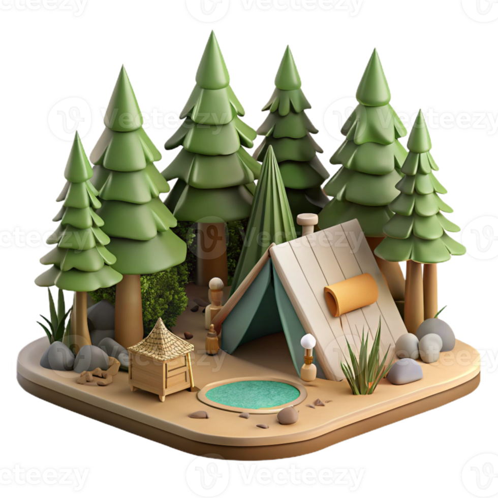impressive vintage Group Camping in Forest Cutout high quality png