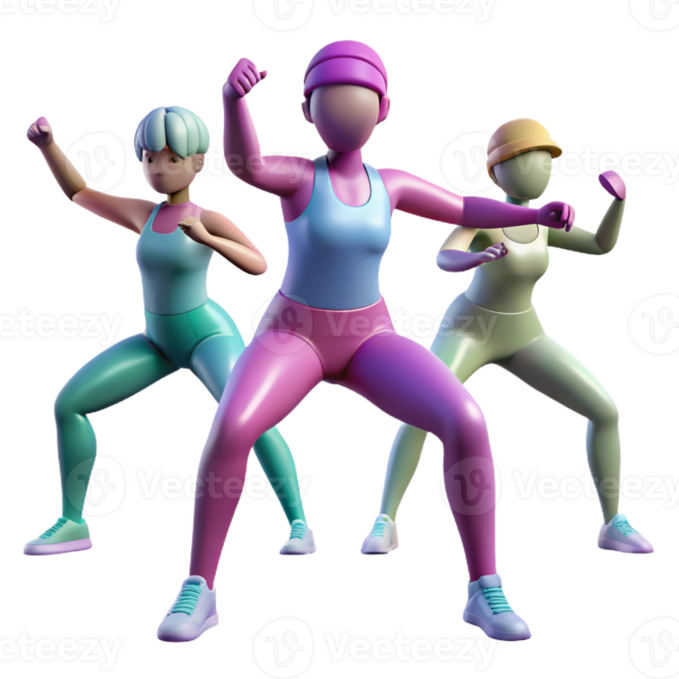 elegant vintage Group Fitness Class Silhouette Cutout with Dynamic Poses png