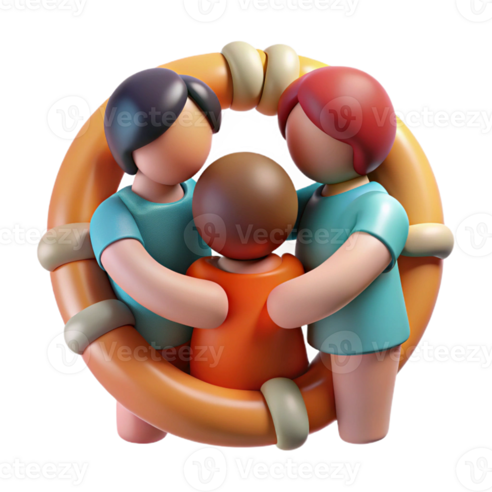 extraordinary classic Group Hugging in Circle Cutout premium png