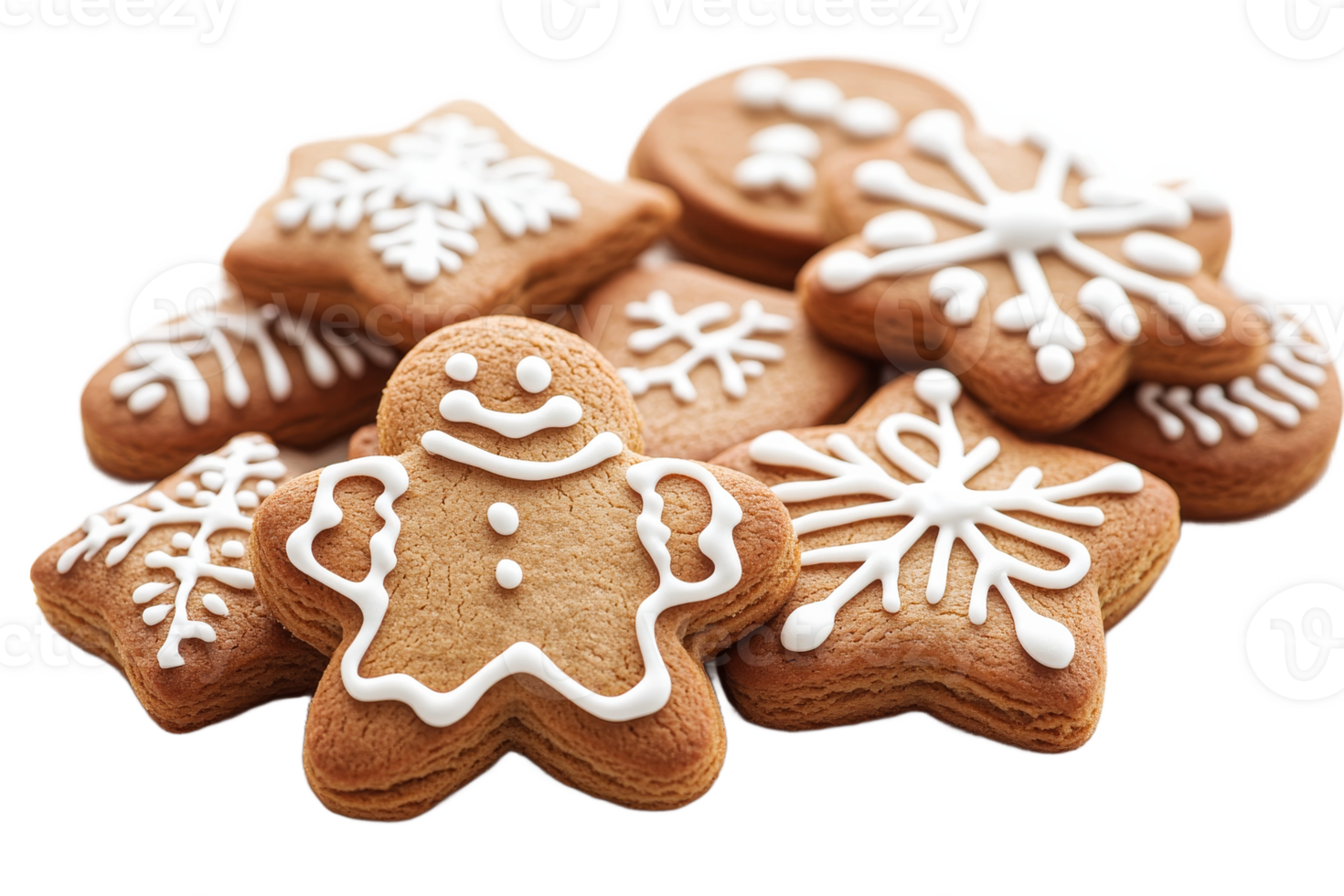Festive gingerbread cookies decorated for winter png