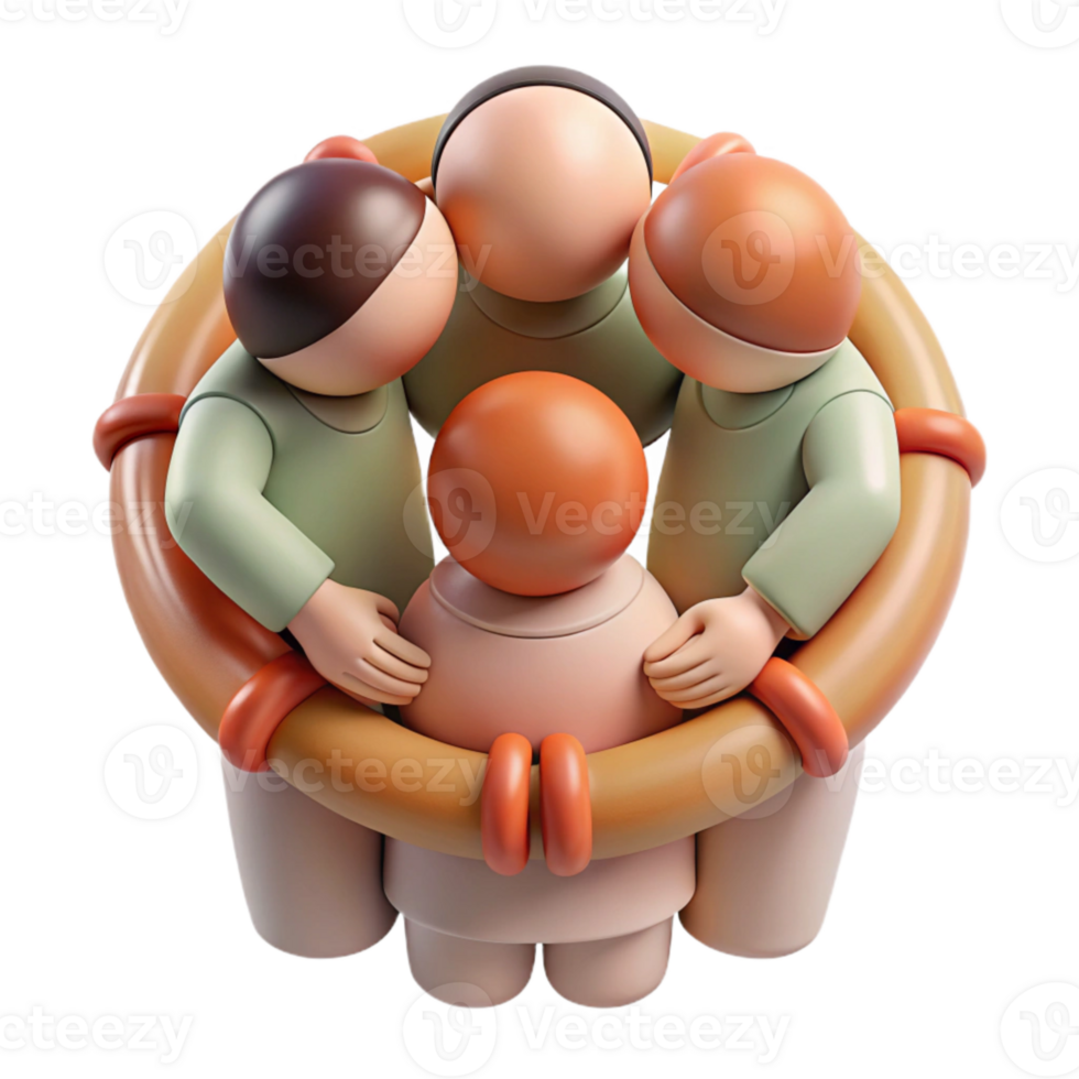 extraordinary artistic Group Hugging in Circle Cutout original png