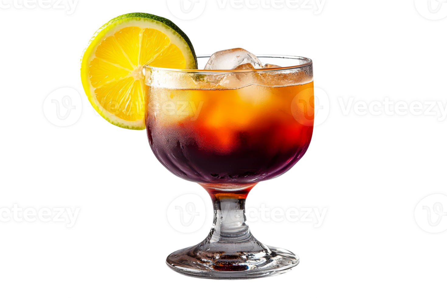 Colorful cocktail served with fresh lime slice png