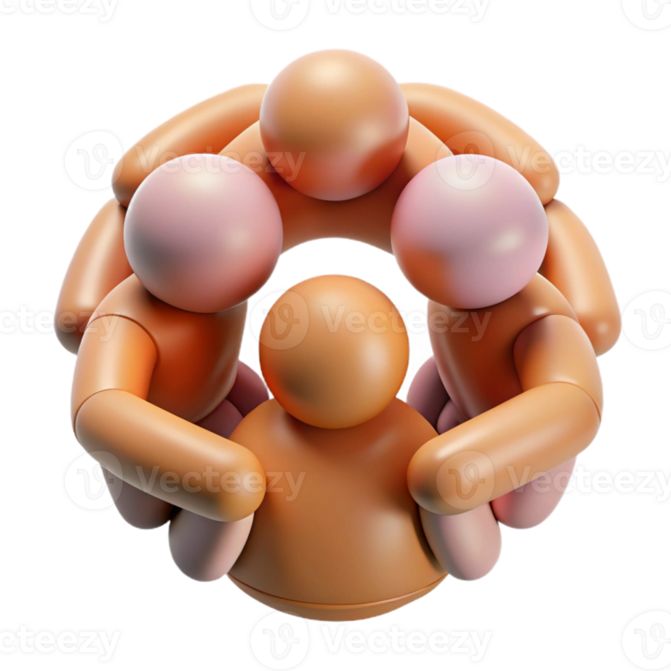 extraordinary artistic Group Hugging in Circle Cutout professional png