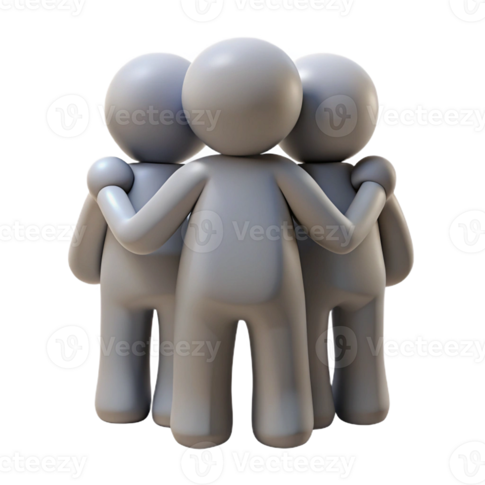 dramatic traditional Group Hug Silhouette with Backlighting Isolated on Transparent Background high quality png