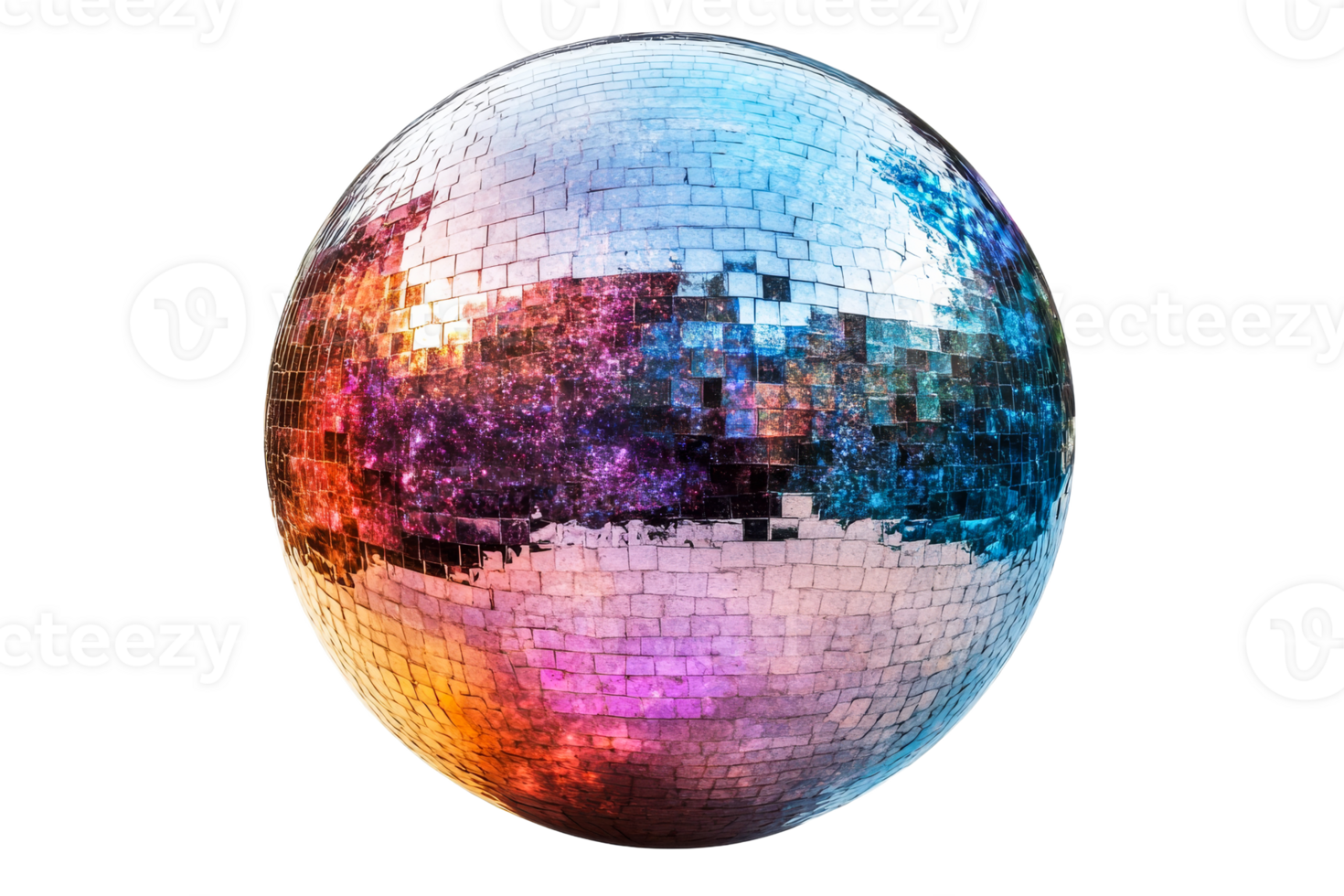 Vibrant reflections from a disco ball png