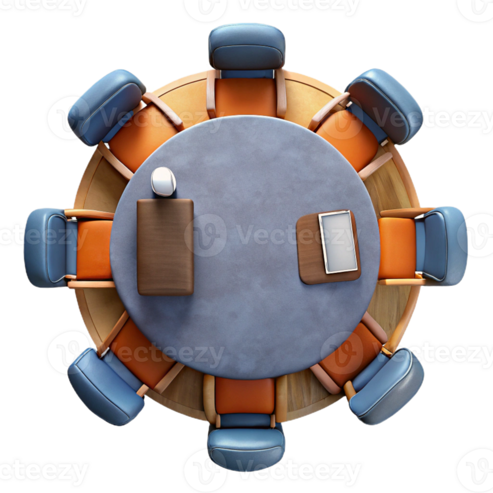 wonderful modern Group Meeting Table Top View Isolated original png