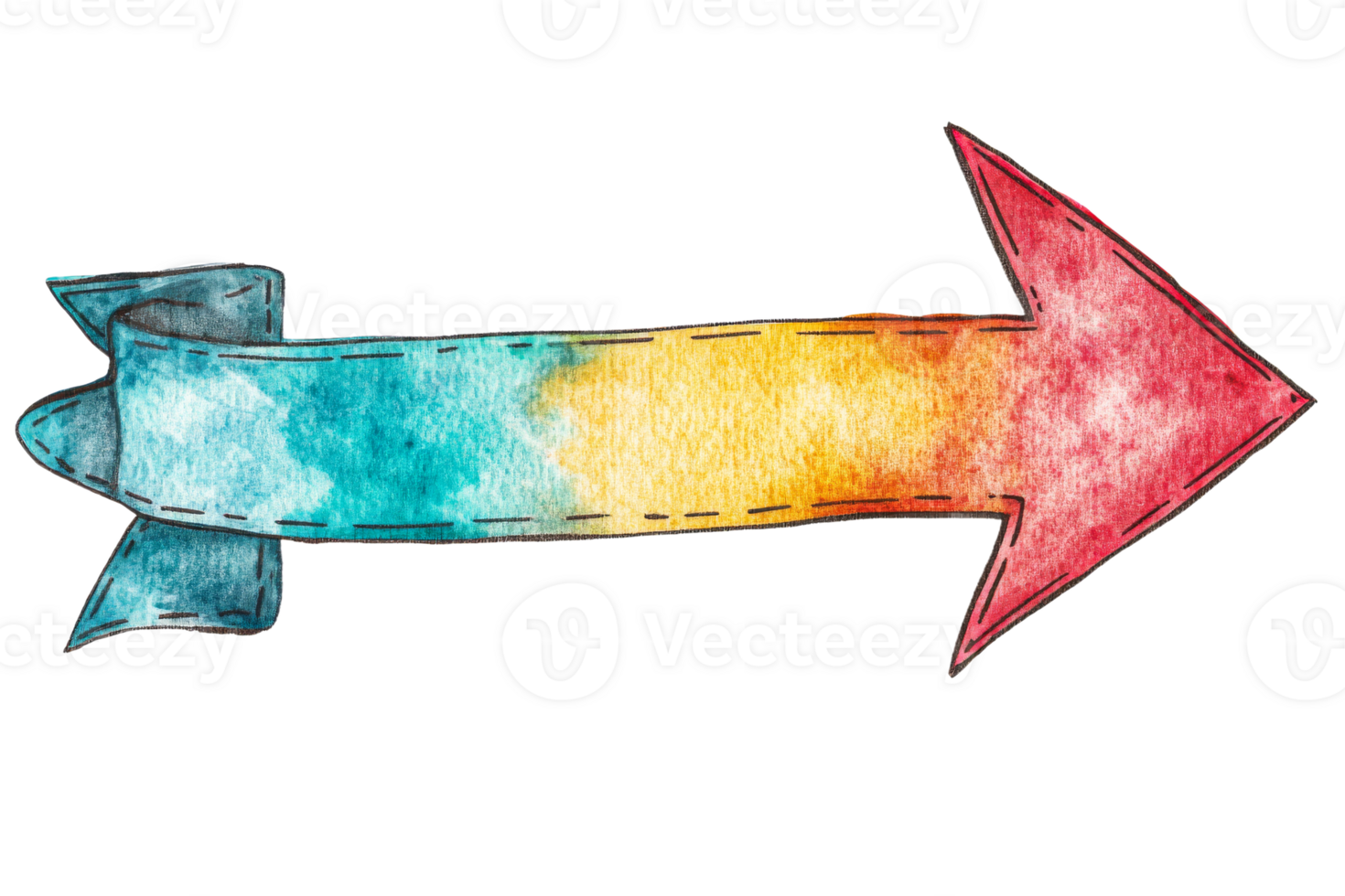 Bright watercolor arrow pointing to the right png