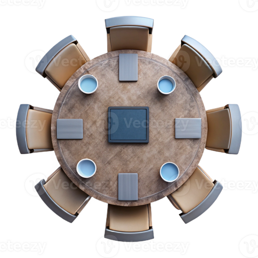 wonderful traditional Group Meeting Table Top View Isolated professional png