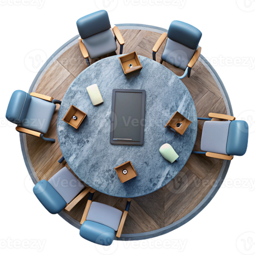 elegant contemporary Group Meeting Table Top View Isolated genuine png
