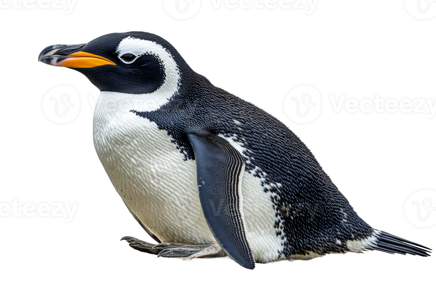 Gentoo penguin posing against a white background png