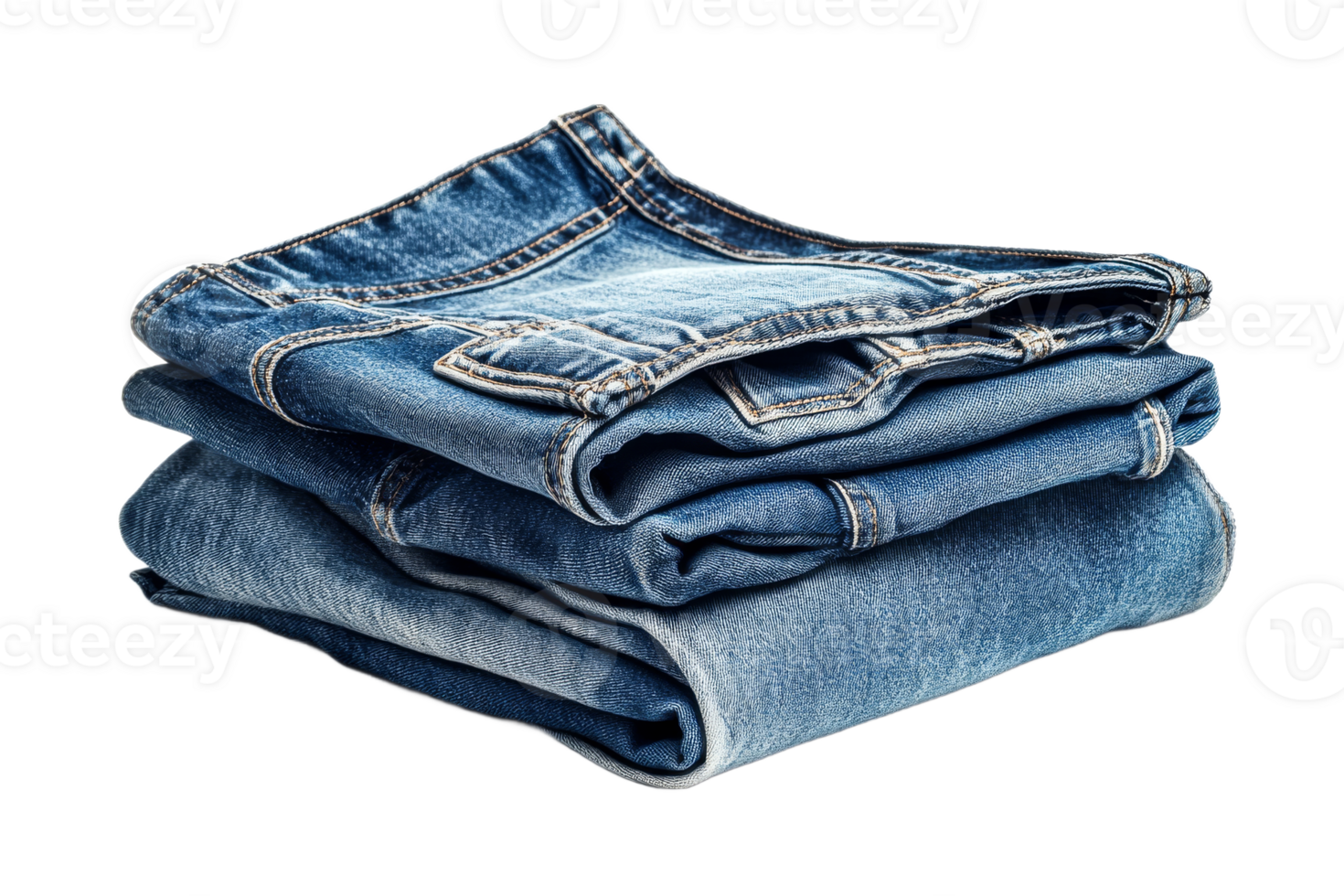 Denim jeans folded neatly on a clean surface png
