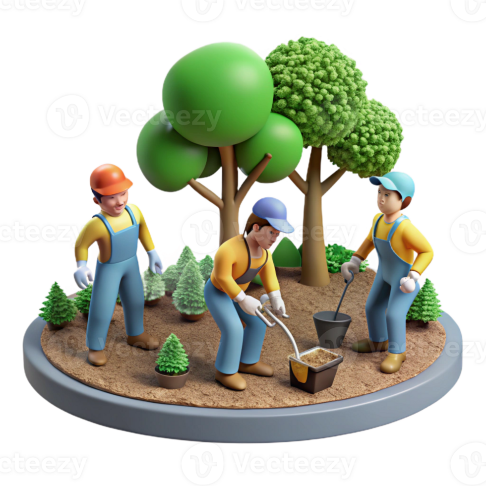 elegant traditional Group Planting Trees in Park Cutout exclusive png