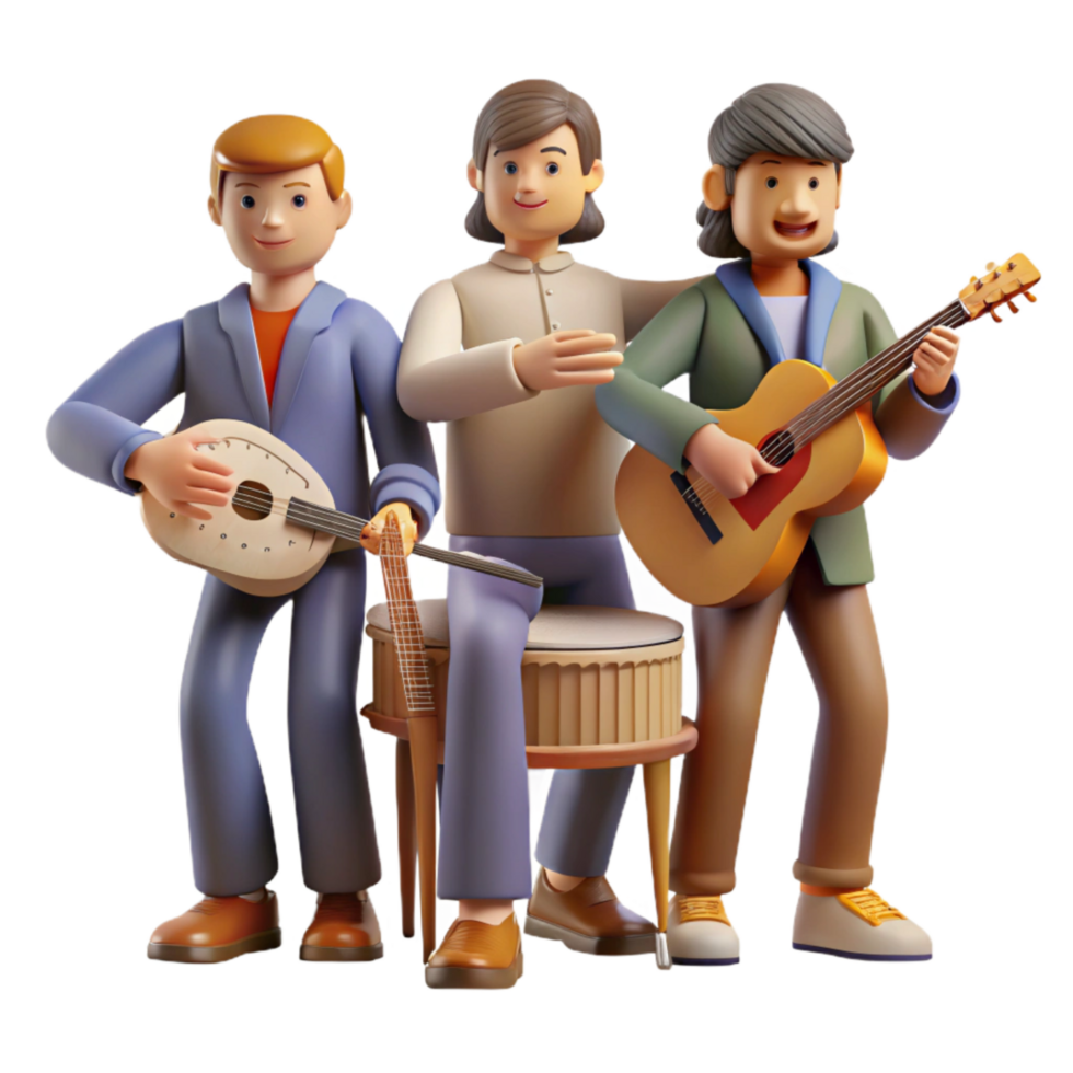 serene minimalist Group Playing Musical Instruments Cutout high resolution png