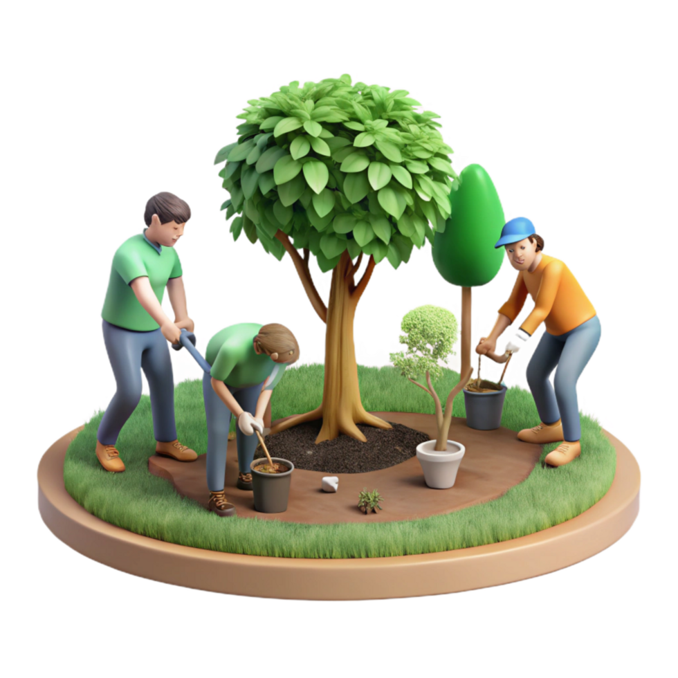 magnificent contemporary Group Planting Trees in Park Cutout png