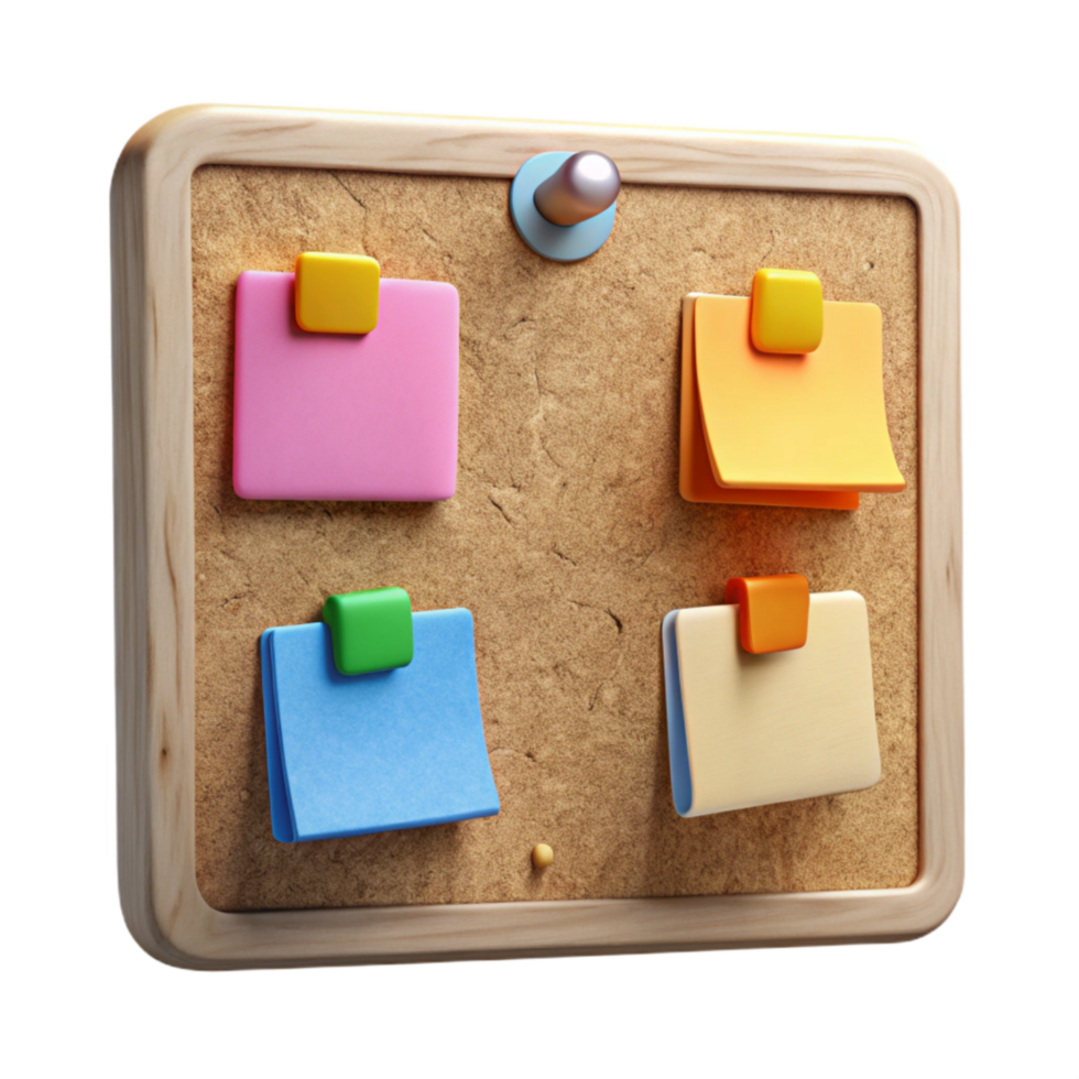 extraordinary modern Group Project Brainstorming Board Cutout with Colorful Sticky Notes detailed png