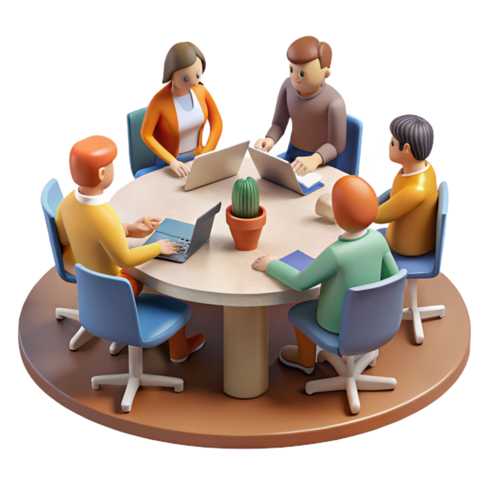 extraordinary classic Group Project Meeting Around Table Isolated authentic png