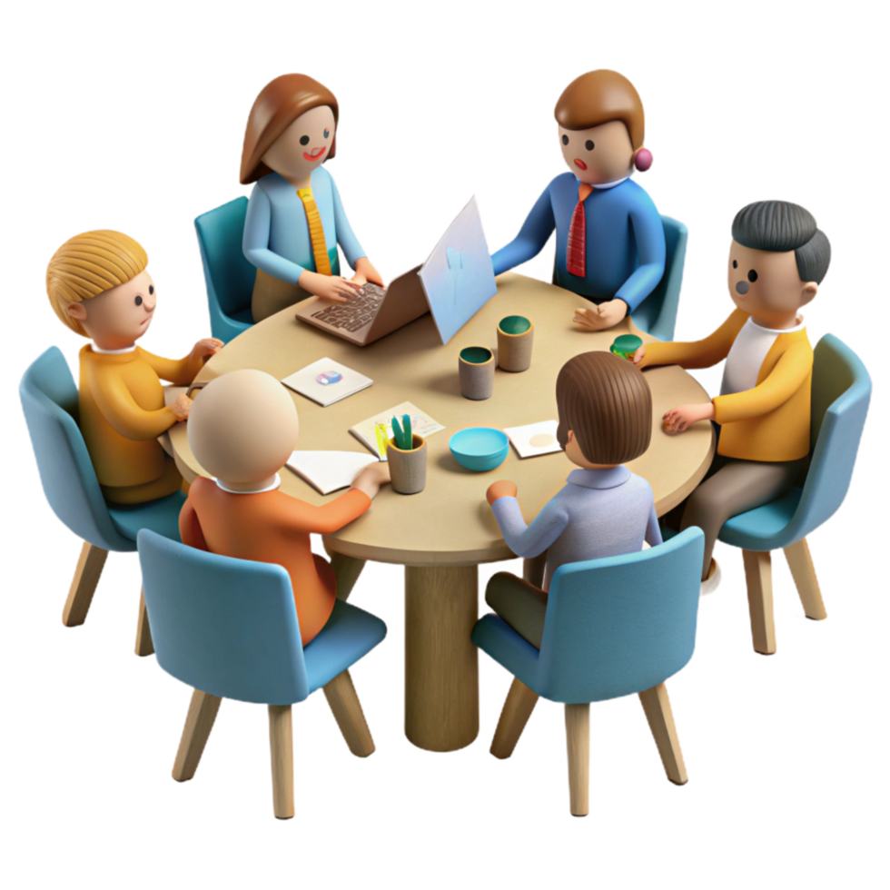 stunning vintage Group Project Meeting Around Table Isolated exclusive png