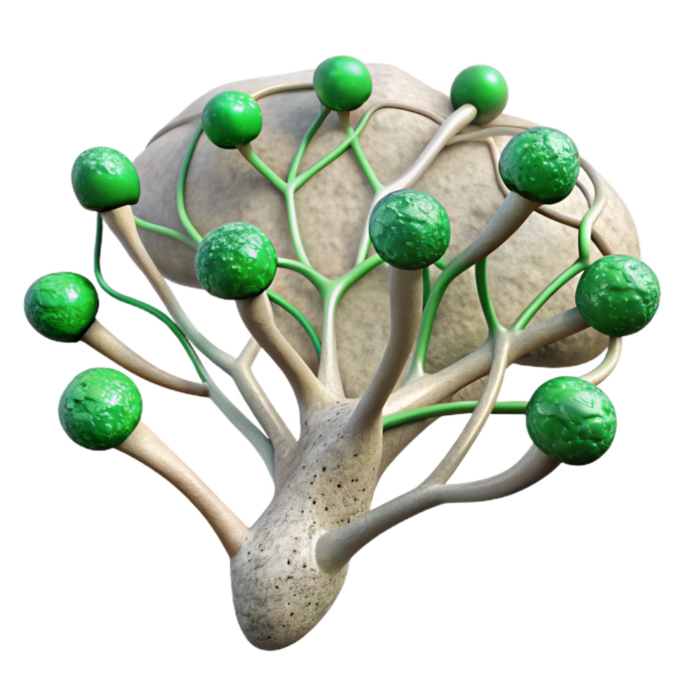 vibrant artistic Growing Neural Pathways Cutout with Green Highlights png