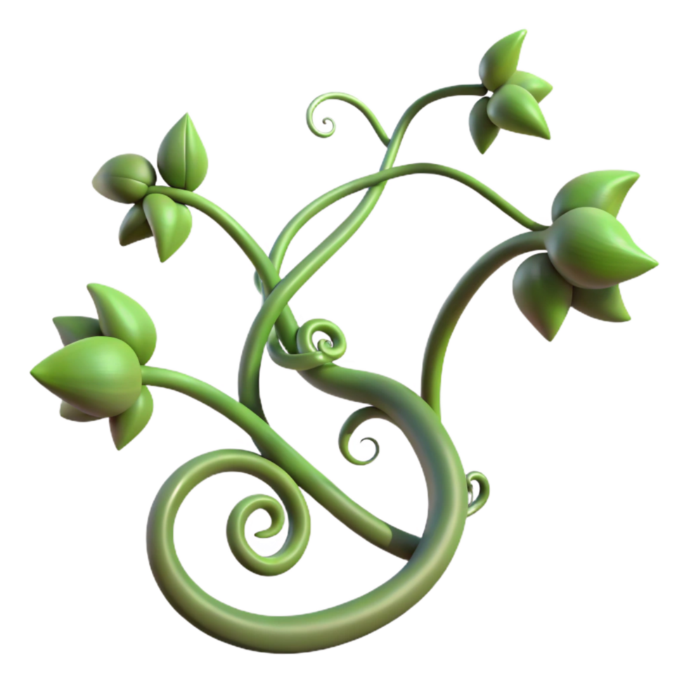 serene abstract Growing Vine Tendrils Reaching Out Isolated high quality png