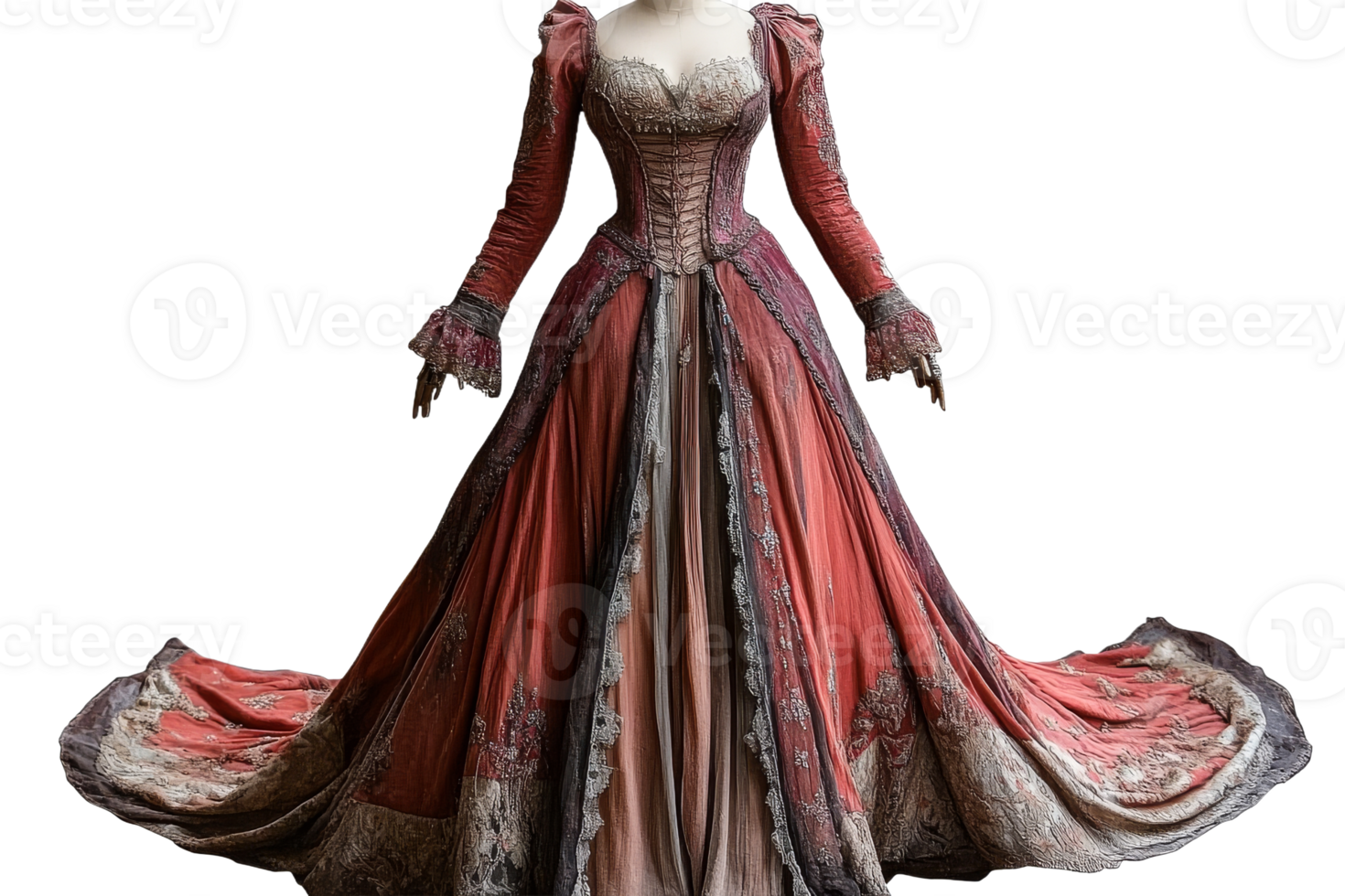 Elegant vintage dress displayed on mannequin png