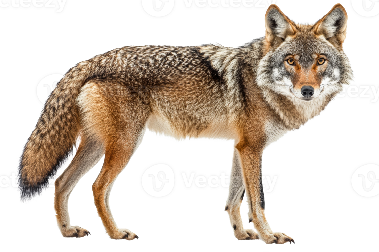 Coyote in profile on white background png