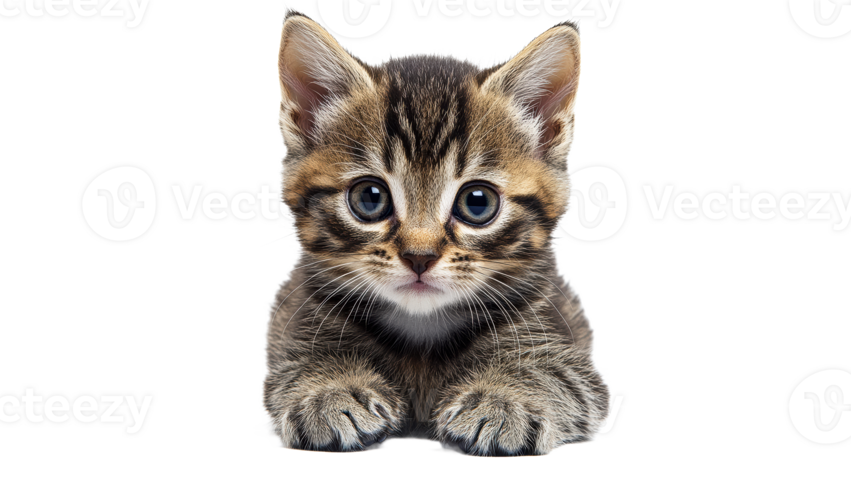 Cute tabby kitten looking curiously at the camera png