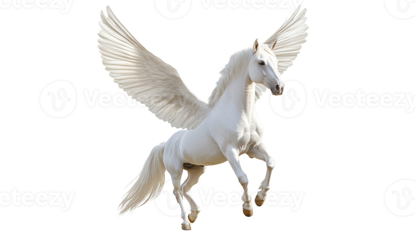 Majestic white winged horse in dynamic flight png
