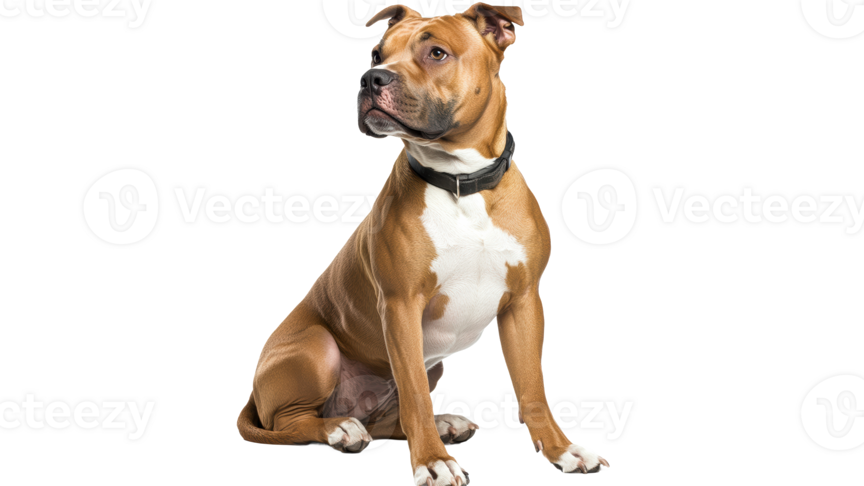 Dog sitting calmly against white background png