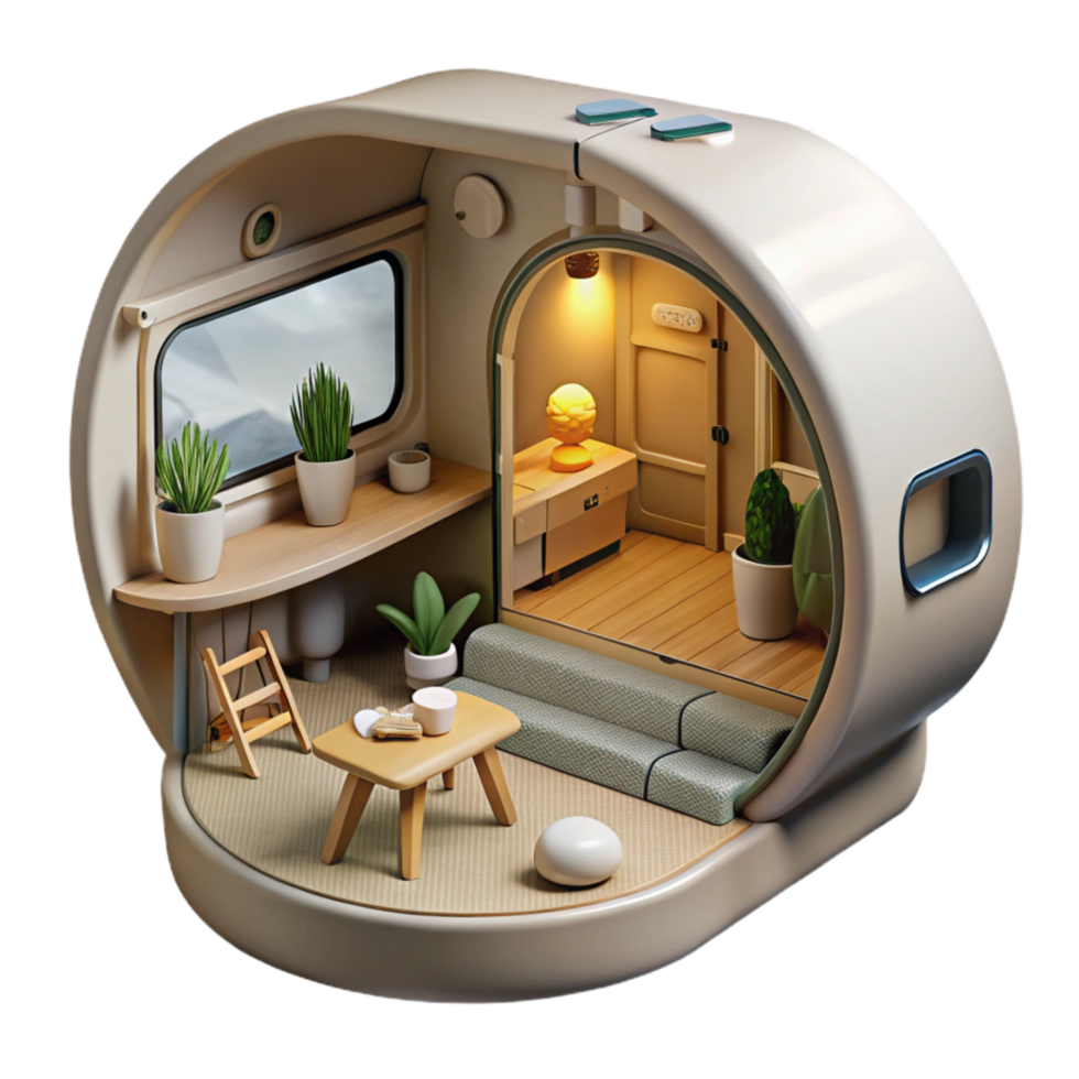 serene rustic Habitat Module Cutout with Interior View high quality png