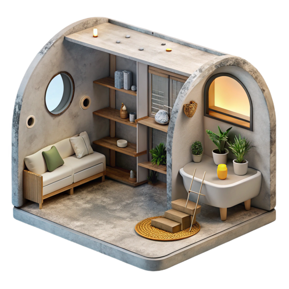 elegant creative Habitat Module Cutout with Interior View high quality png