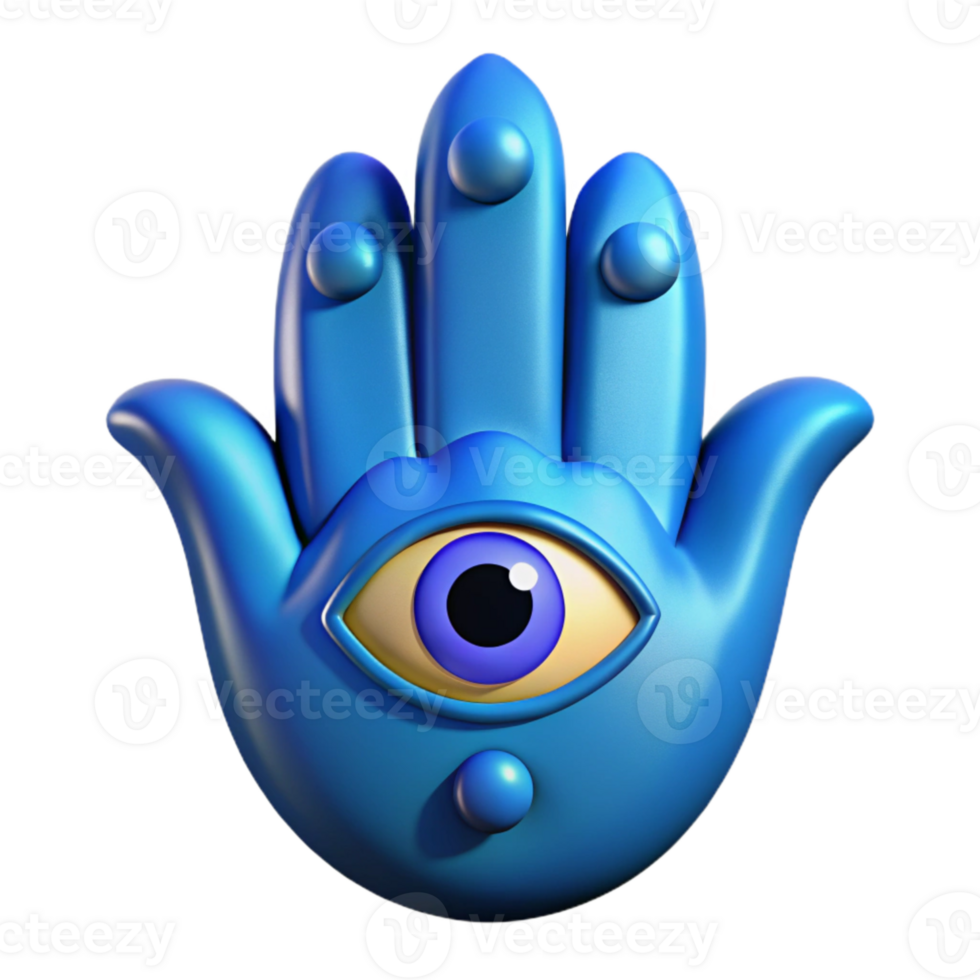 stunning minimalist Hamsa Hand Isolated with Blue Evil Eye high resolution png