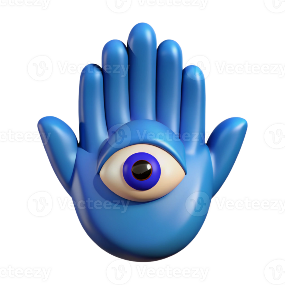 beautiful traditional Hamsa Hand Isolated with Blue Evil Eye premium png