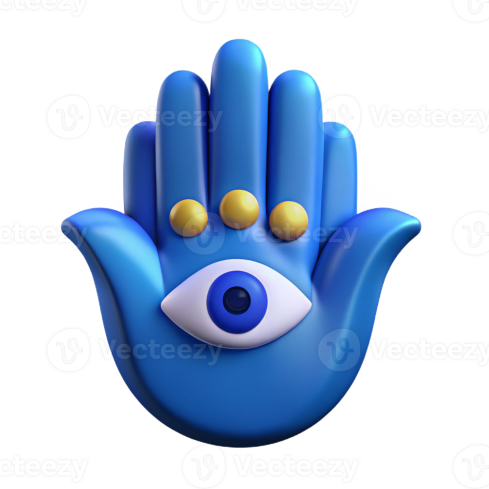 elegant modern Hamsa Hand Isolated with Blue Evil Eye high quality png