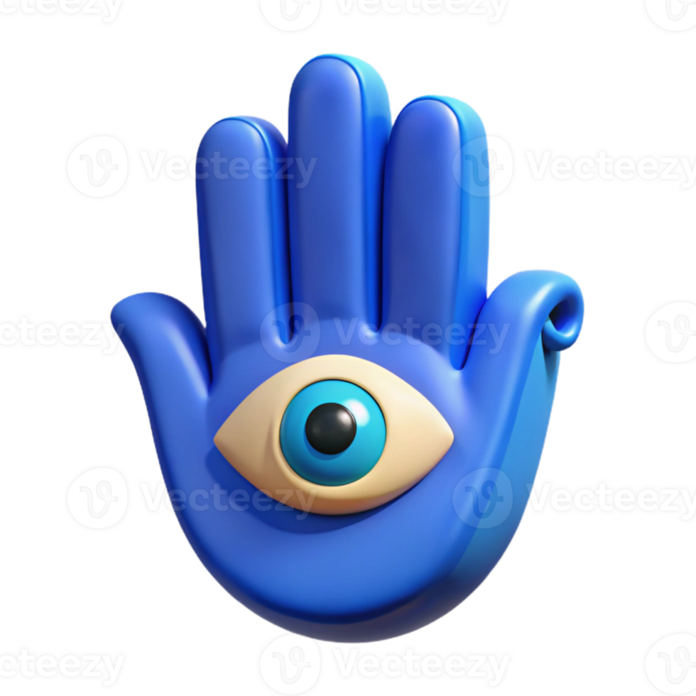 extraordinary traditional Hamsa Hand Isolated with Blue Evil Eye premium png