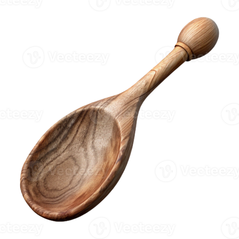 dramatic traditional Hand Carved Wooden Spoon Rustic Style Isolated original png