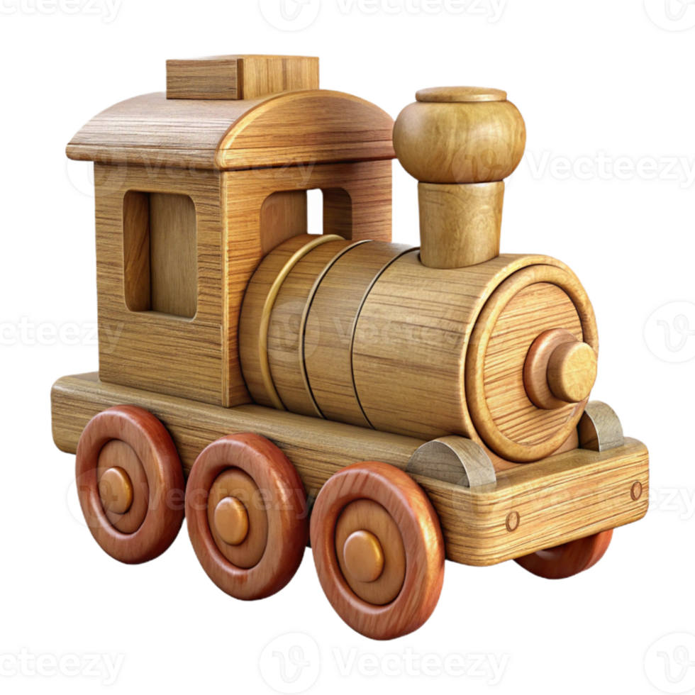 vibrant classic Hand Carved Wooden Toy Train Side View Cutout png