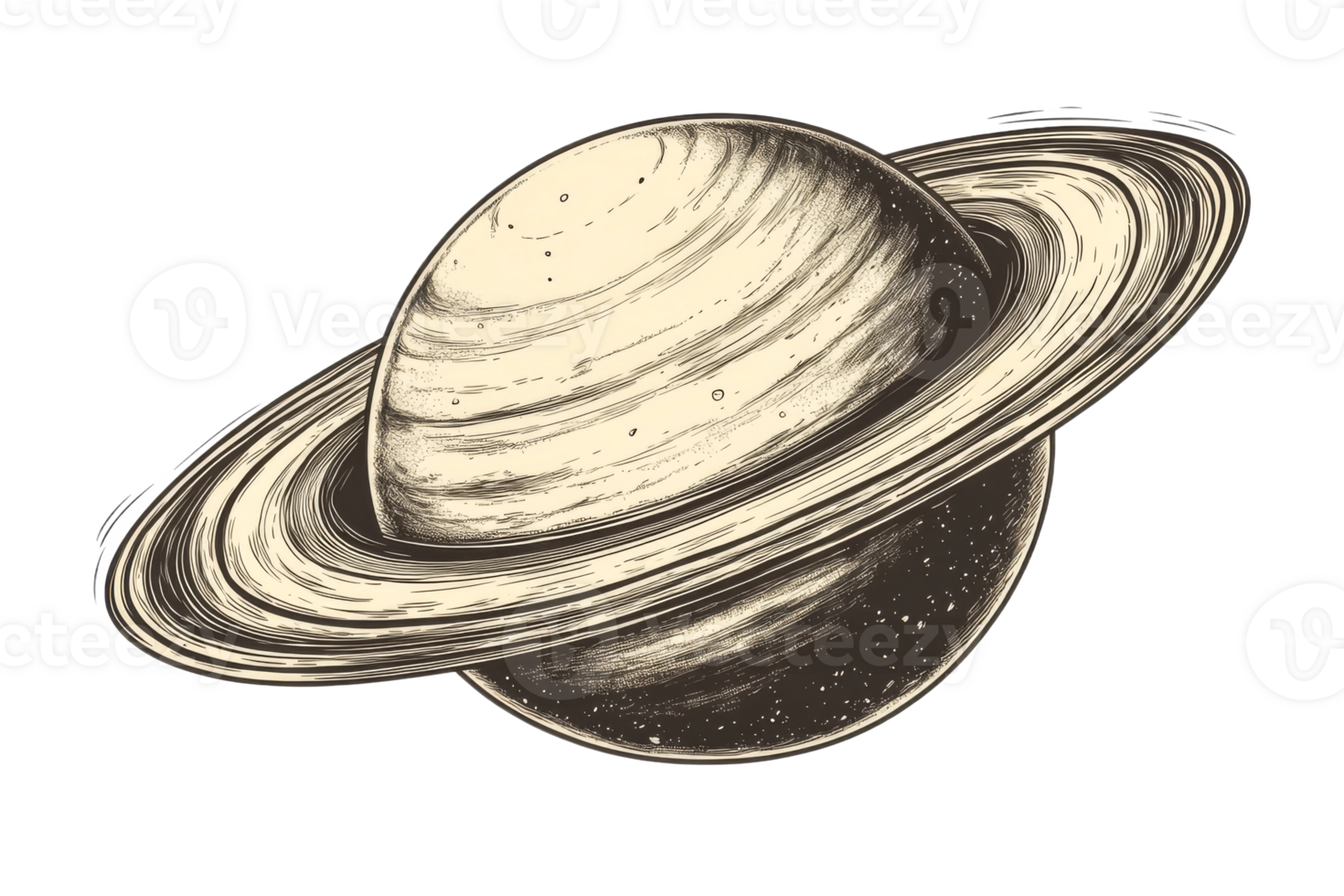 Saturn with rings depicted in artistic style png