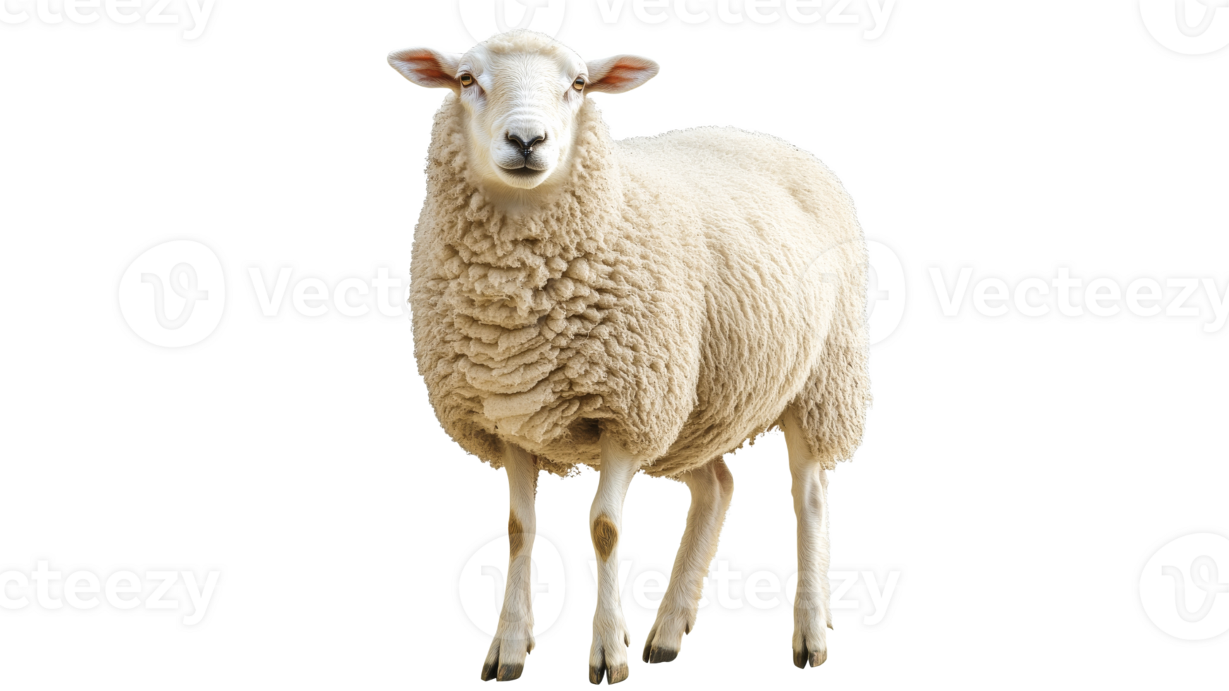 White sheep standing calmly on a plain background png