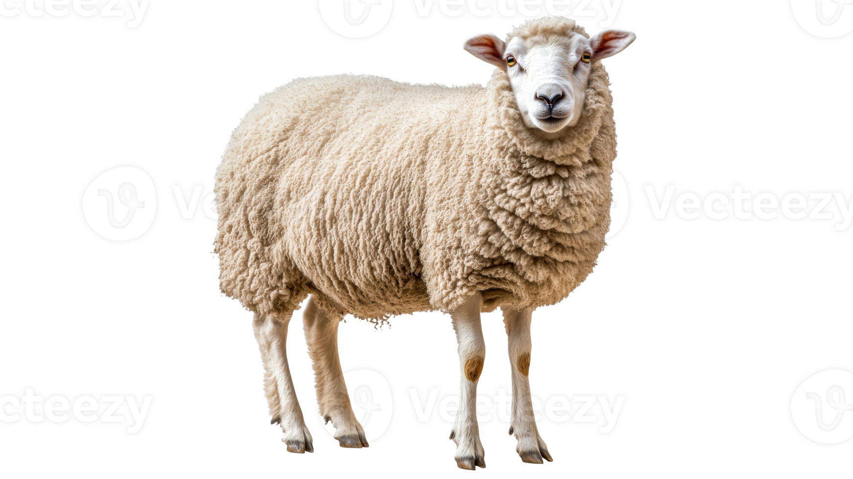Fluffy sheep standing in a grassy field png