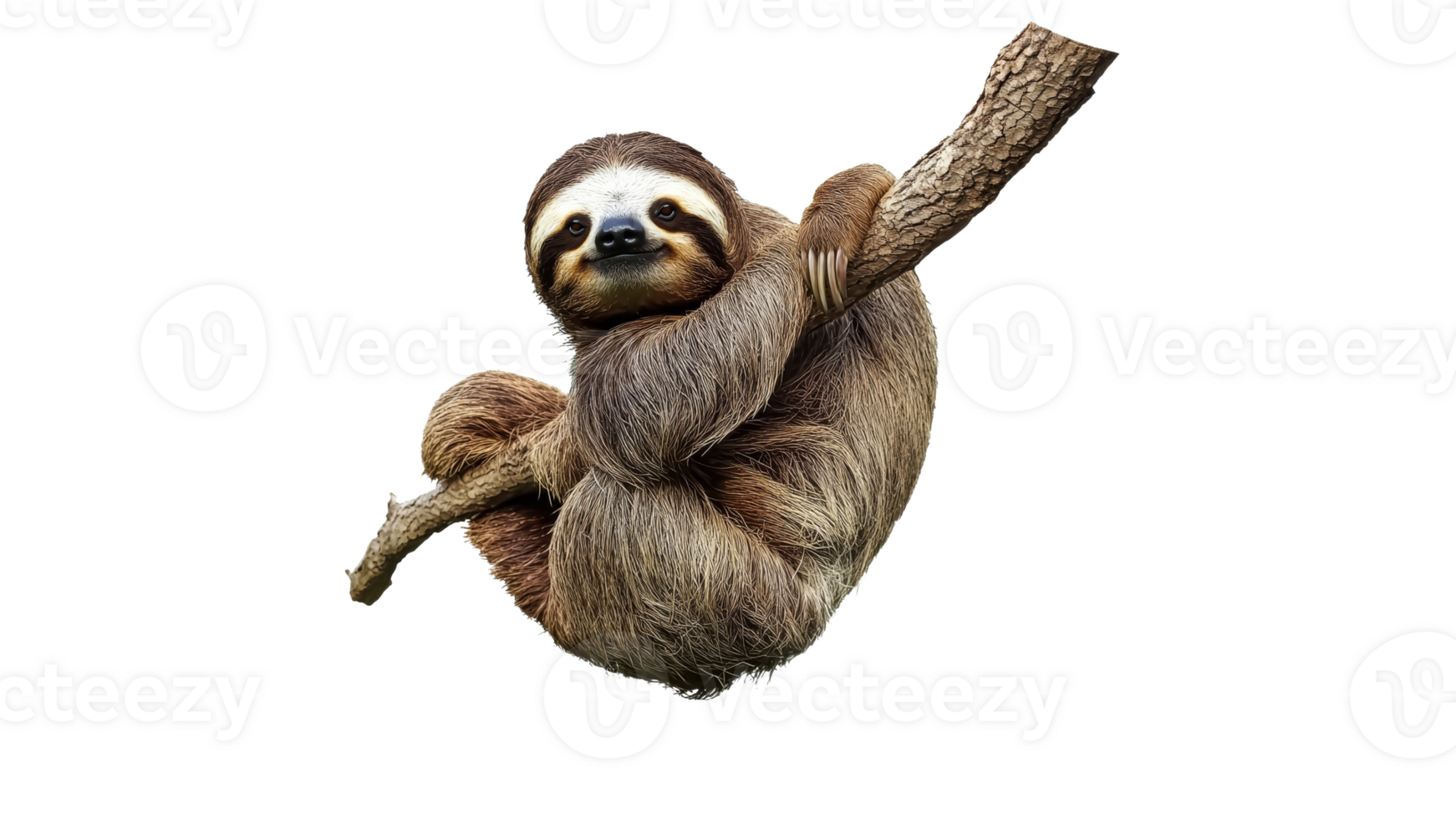 Sloth relaxing on a branch in a natural habitat png