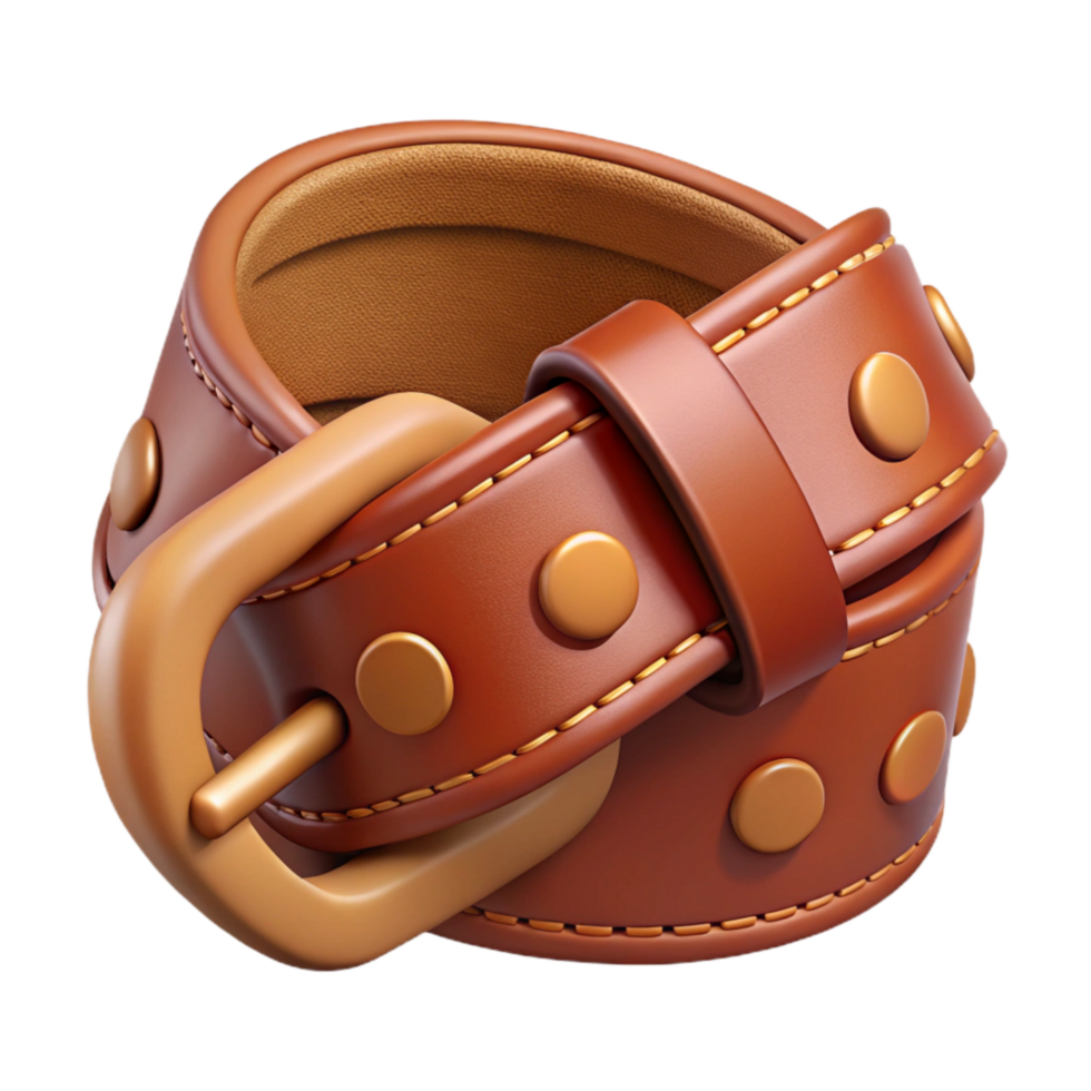 elegant abstract Handcrafted Leather Belt Brown Isolated on Transparent Background premium png