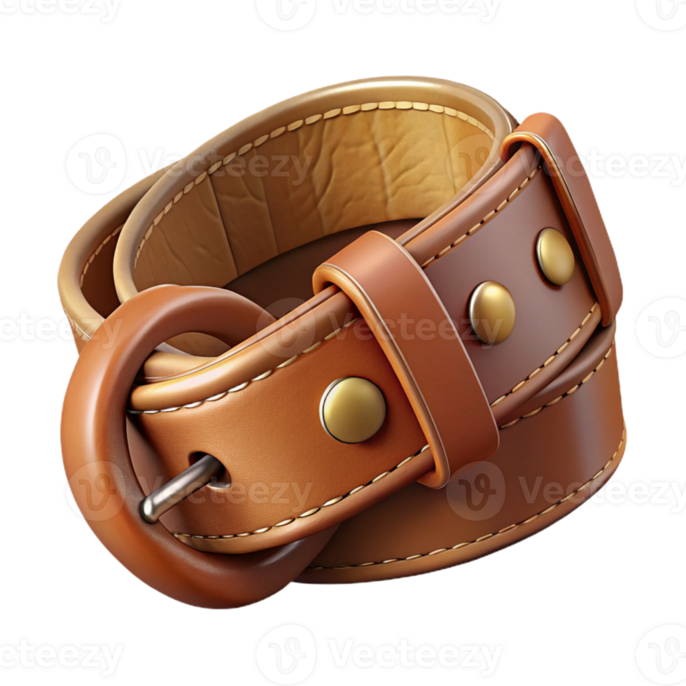 serene traditional Handcrafted Leather Belt Brown Isolated on Transparent Background detailed png