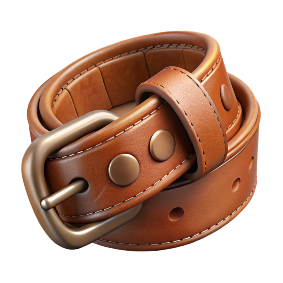 wonderful abstract Handcrafted Leather Belt Brown Isolated on Transparent Background authentic png